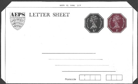 1973 GB - QEII 1p and 1½p Octagonal AEPS Letter Sheet MNH